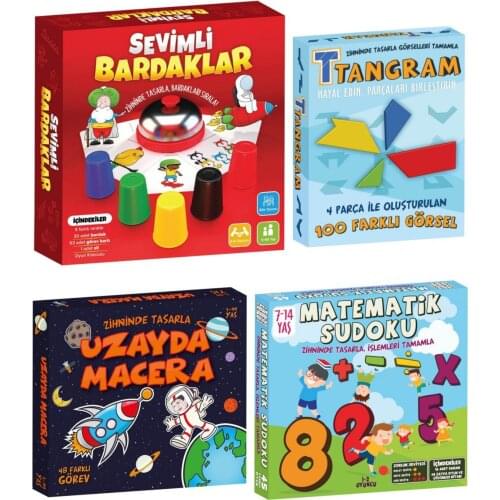 Game Art Kids Holiday Set Mind Intelligence Games Set Glass Game, Space Adventure, Tangram, Mathematical Sudoku Space Adventure