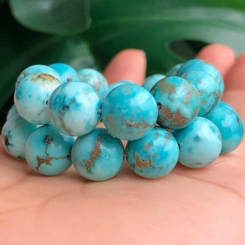 AAA Natural Blue Turquoises Stone Beads Round Loose Spacer Beads 4/6/8/10/12mm For Jewelry Making DIY Charms Bracelets Necklace