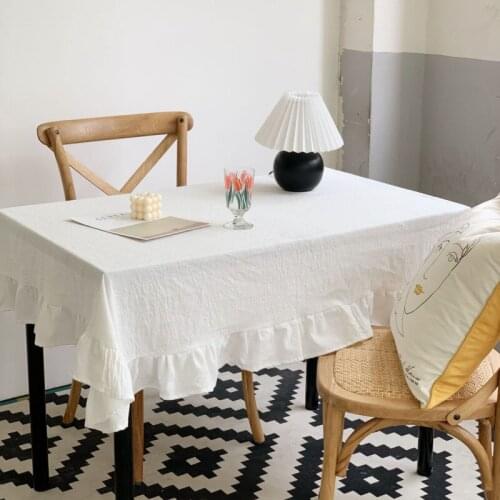 Moroccan Style Lotus Leaf Tablecloth White Cotton Folds Retro Lace Coffee Dining Table Homestay Shooting Background
