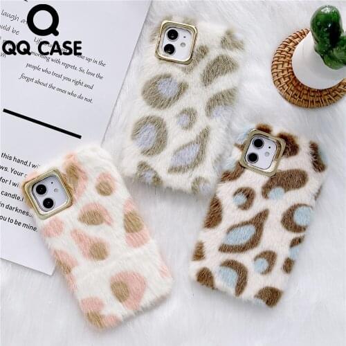 Cute Warm Flannel Leopard Print Phone Case For iphone 6 6S 7 8 Plus SE 2 2020 11 12 Pro XS MAX X XR Soft Corduroy Fur Cover