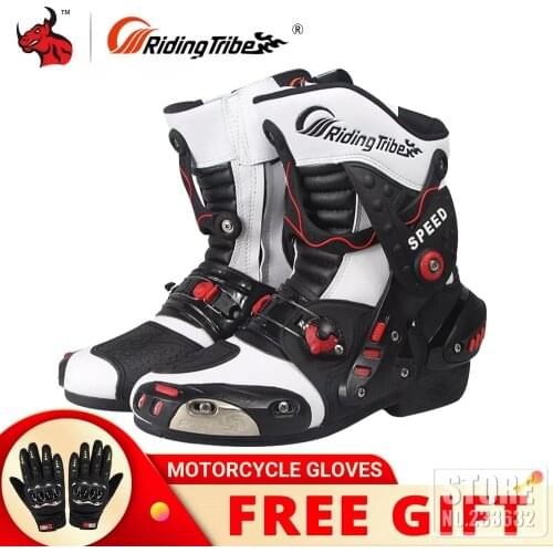 Motocross Boots Retro Motorcycle Boots Waterproof Botas Moto Racing Motorboats Shoes Wear Motorcycle Shoe Protector 4 Seasons