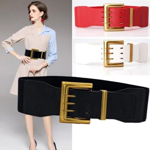 New Fashion Women Wide Belt for Women High Quality Corset Belts Mental Double Pin Buckle Female Dress Coat Luxury Waist Belt