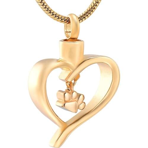 LKJ12449 Mini Pet Paw Hanging Heart Cremation Pendant Funeral Urn Keepsake Loss of Love Memorial Ashes Holder for Animal