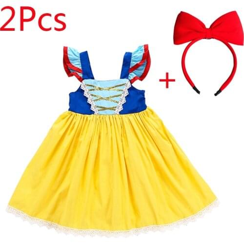 Cosplay Snow White Girls Dress Christmas Birthday Party Princess Costume Summer Fashion Casual 2 3 4 5 6 Years Old Kids Dresses