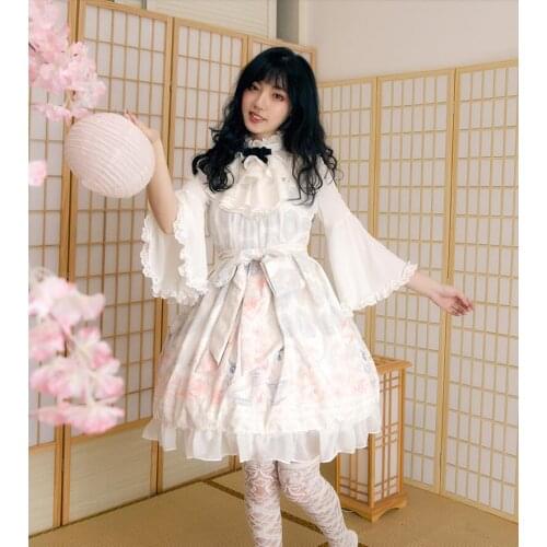 Japanese sweet JSK sleeveless dress + long-sleeved white shirt Lolita kawaii retro court princess dress tea party Vestidos suit