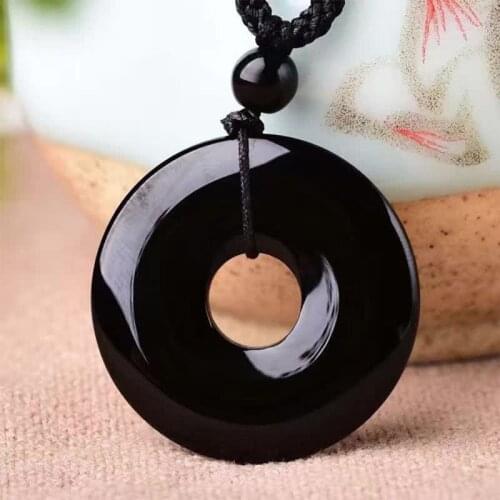 100% Natural Obsidian Safety buckle Pendant Jewelry Men and Womens Fine Jewelry Obsidian Transit Safety buckle Pendant