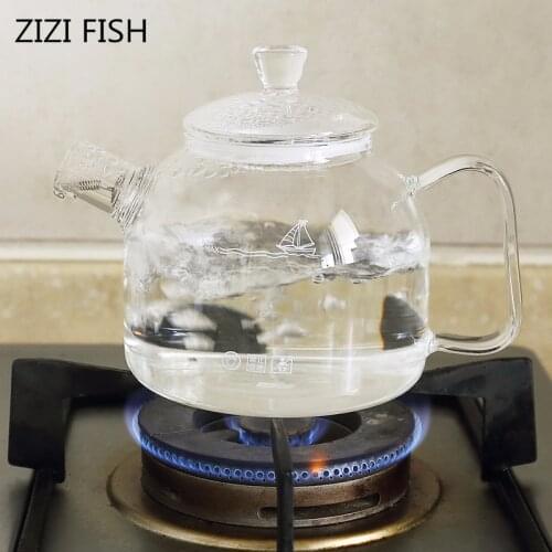 Transparent teapot High temperature Can open fire Glass kettle Heat-resistant Glass pot fruit tea scented tea 900ml