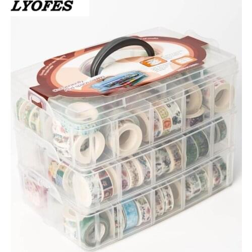 Transparent Desktop Organizer Tape Storage Pencil Pen Box Plastic Desk Storage Box Classification Box School Office Stationery