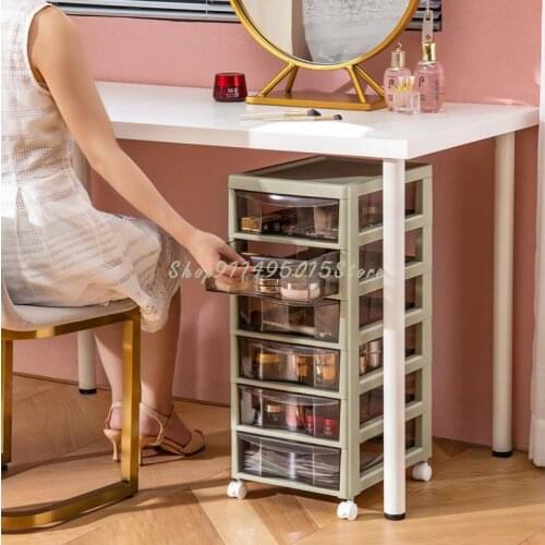 Makeup Cabinet Drawer Type Floor Multi-layer Shelf Cosmetic Desktop Storage Box File Storage Cabinet Ins Wind