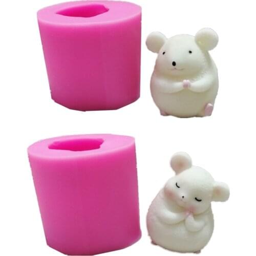 Cute Warm White Rat Plaster Aroma Candle Silicone Mold Chocolate Fondant Cake Mold