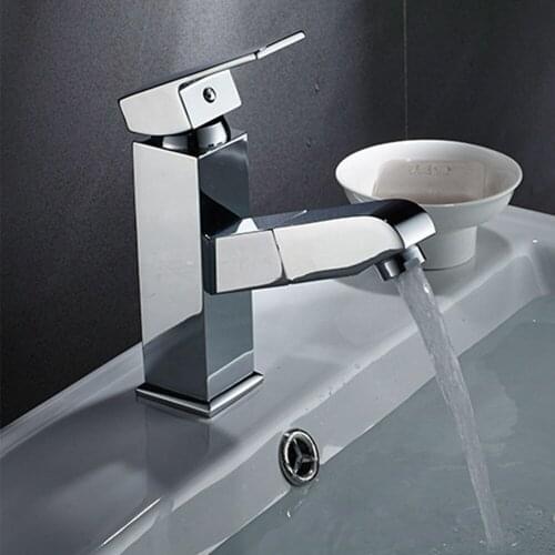 Faucet Silver Full Copper Under Counter Basin Pull Faucet Hot And Cold Wash Basin Solid Faucet Copper Home Smooth Water-Top