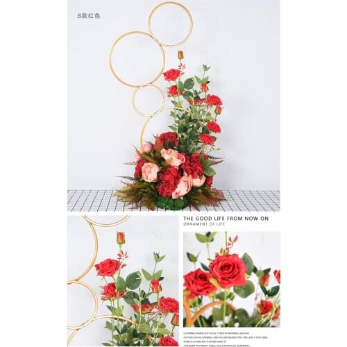 2019 lastest Wedding metal frame flower stand aisle road leads flower rack wedding decoration 93cm Tall