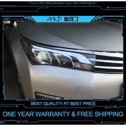 AKD tuning cars Headlight For Toyota Corolla 2014-2016 Headlights LED DRL Running lights Bi-Xenon Beam Fog lights angel eyes