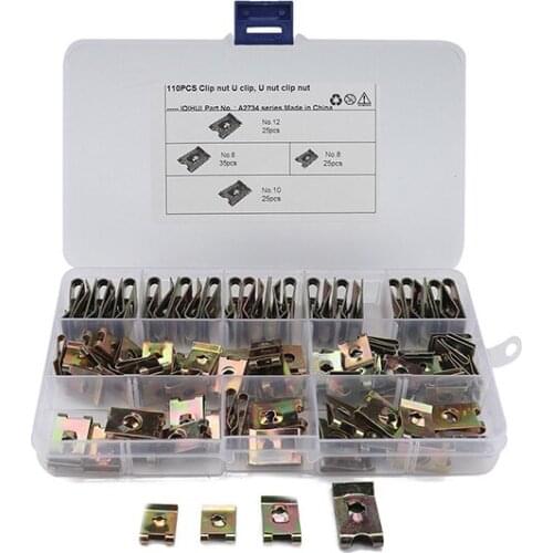110Pcs Car Universal Speed Fasteners U Nuts Self Tapping Screw Spire Clip Hole Interior Door Trim Panel Clips Metal Rivets