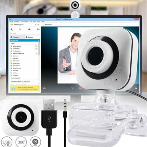 Built-in Microphone Computer Camera Webcam PC Accessory 480P White with Transparent Clip Webcam
