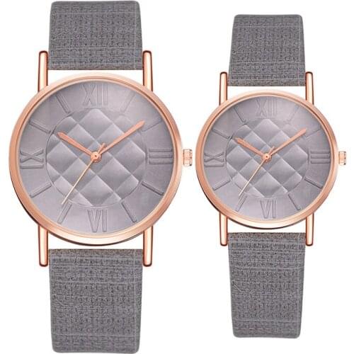 Couple Watches 2 Pcs Round Dial Analog Simple Womens Accessories Leather Strap Watch Relogio Masculino 1303