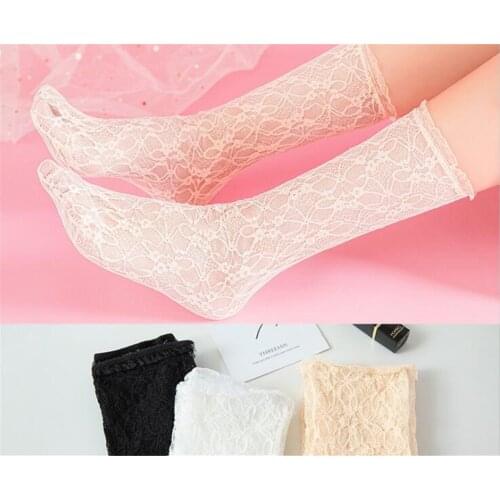 Women lolita Retro Floral Sexy Lace Socks Mesh Middle Tube Fashion Socks B613