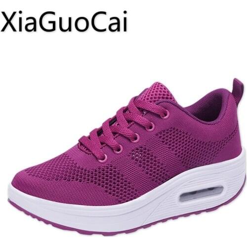 Summer and Autumn Mesh Women Platform Casual Shoes Breathable Leisure Ladies Flat Casual Shoes Lace Up Flats
