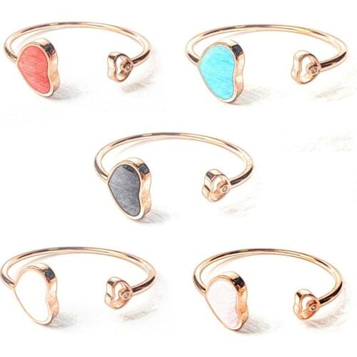 Rose Gold Color Black White Red Pink Blue CZ Heart Bangles Bracelets 2018 Thomas Style Bangle Bracelet Jewelry Gift For Women