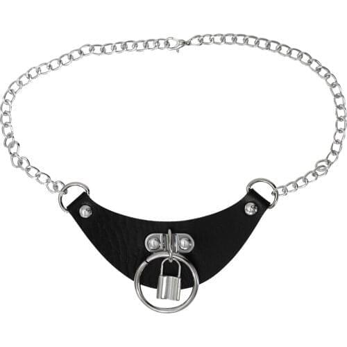 Woman Punk Choker Collar Necklace Pu Leather Goth Rivets Choker Necklace Lock Key Heart Round Rivet Collar Gothic Femme Jewelry