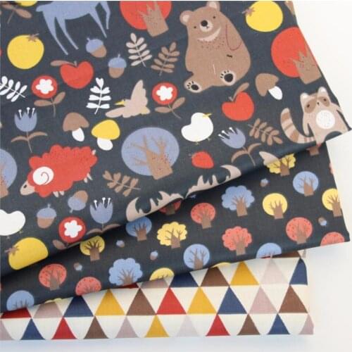 Animal Tree Tri angle Cotton Fabric Diy Sewing Craft Bedding Home Decor Tecido Tela Crib Patchwork Baby Cloth Tissus au Metre