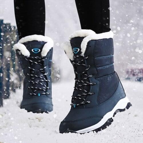 Winter Snow Boots Women Chunky Platform Ankle Boots Winter Booties Flat Waterproof Keep Warm Large Size Womens Riding Boots