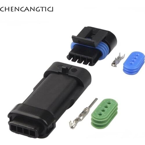 5 Sets 4 Pin Way Delphi Car Intake Pressure Sensor Connector Male or Female Plug 1.2L D4F Auto Oxygen O2 Socket 12162190