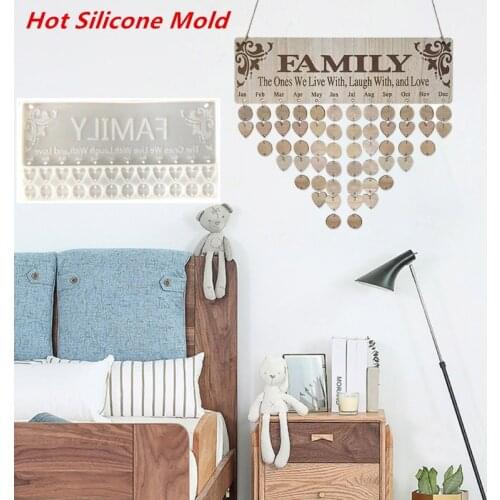 1Pc Crystal Epoxy Resin Mold Love Heart Pendant Wall Calendar Listed Silicone Mould DIY Crafts Decorations Ornaments Tool