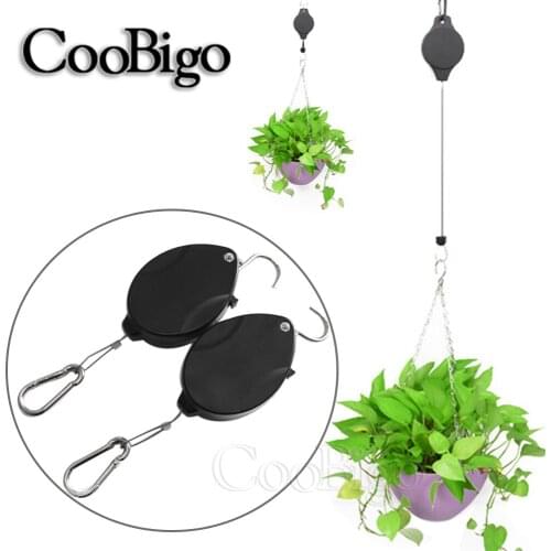 10pcs Telescopic Pulley Hanging Potted Plants Basket Hanger Pull Hook Lift Indoor Garden Bird Feeder 20~160cm