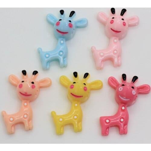 100/50pcs Mixed Color Cartoon Little Deer Resin Patch Flatback Animal Resin Sheet For Diy Children Hair Or Pencil-box Beauty