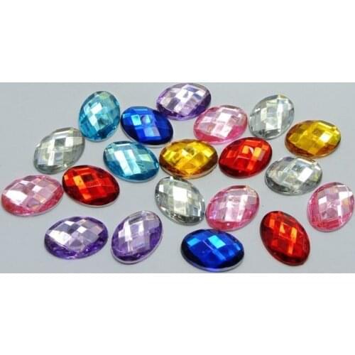 100 pcs No Hole Oval Rhinestone 13X18mm Mixed Color Flatback Acrylic diy Jewelry clothing accessories