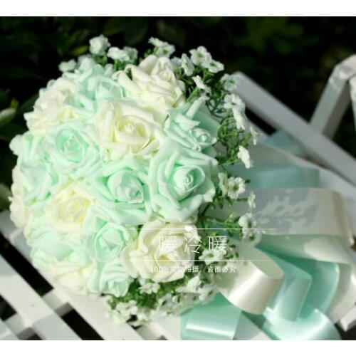 2017 Beautiful Purple Wedding Bouquet All Handmade Bridal Flower Wedding Bouquets Artificial Pearls Flower Rose Bouquet