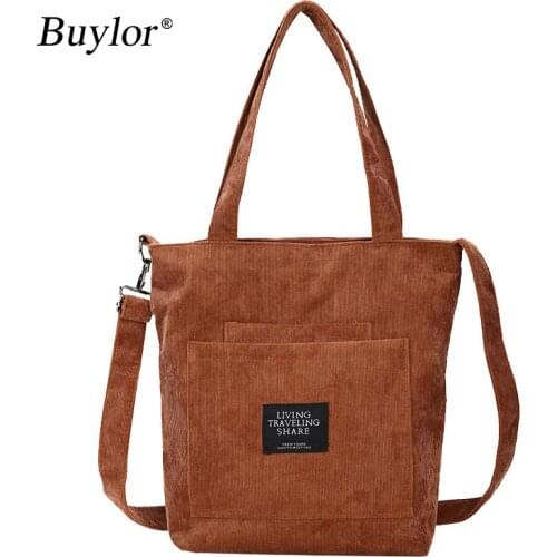 Buylor Crossbody Bag Corduroy Tote Bag Striped Cloth Shoulder Bag Large Capacity Handbags Canvas Messenger Pouch
