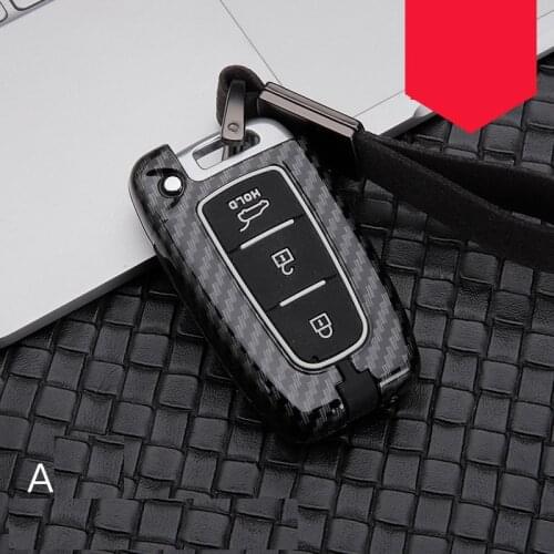 Carbon Fiber Alloy car key case cover For Hyundai Solaris HB20 Veloster SR IX35 Accent Elantra i30 For KIA RIO K2 K3 Sportage