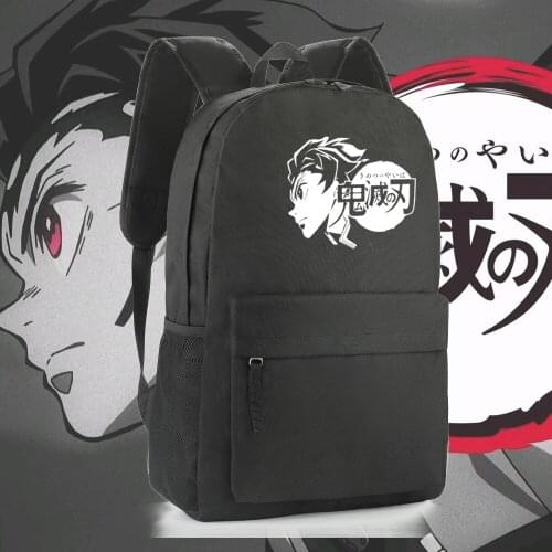 Demon Slayer Backpack Anime Fans Backpack Kimetsu No Yaiba Black Anime Bag School Student Backpack