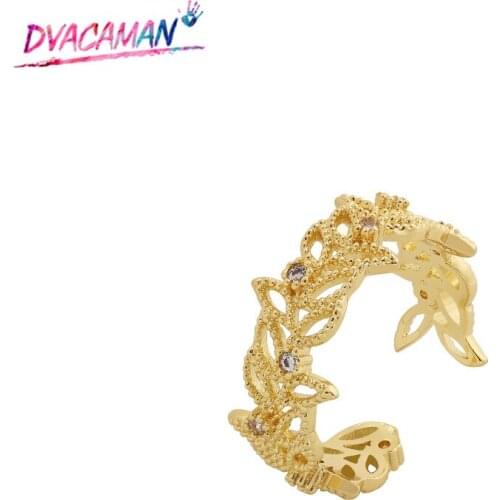 Dvacaman Boho Bridal Jewelry Hollow Floral Rings Vintage Rhinestone Wedding Engagement Trendy Finger Accessories Rings Girl Gift