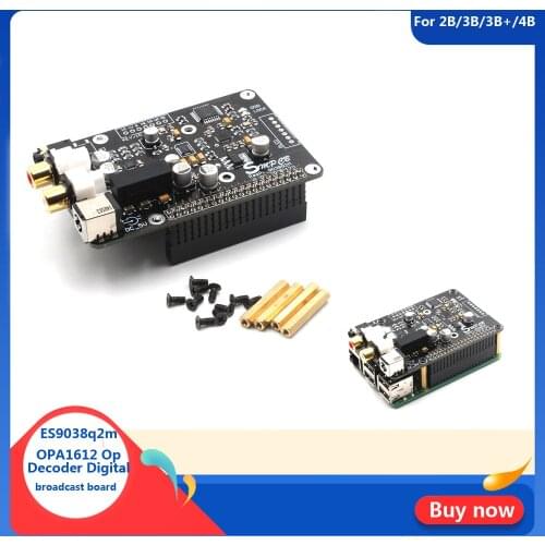 ES9038q2m OPA1612 Op Decoder Digital broadcast board I2S 32bit/384K DSD128 for Raspberry pi 2B 3B 3B+ 4B DAC G3-001