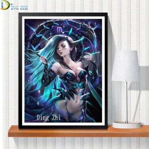 Sexy Girl Cartoon Anime 5D DIY Diamond Painting Zodiac Scorpio Diamond Embroidery Full Square Mosaic Round Drill Birthday Gift
