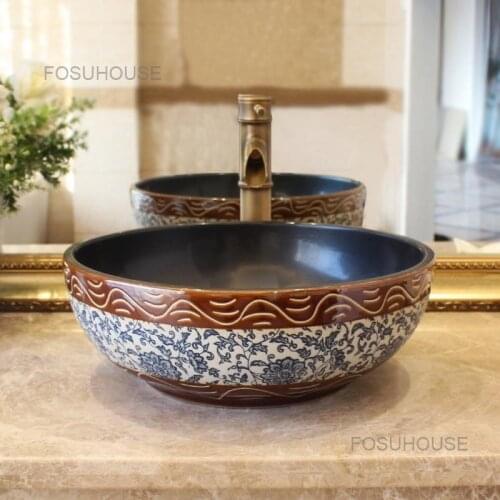 Creative High Table Basin Personalized Ceramic Bathroom Sinks Beauty Kitchen Washing Sinks Luxury Bathroom Washbasins Nordic