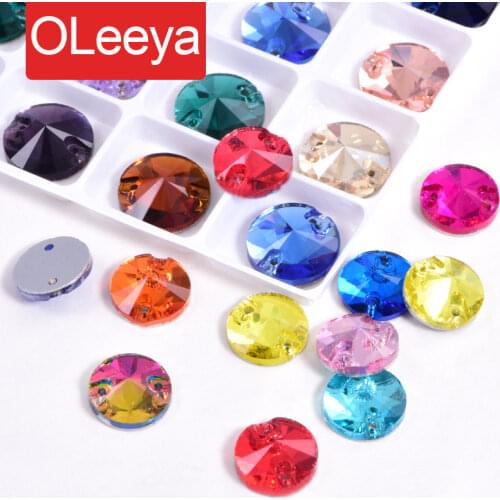 32 Colors Round Rivoli Crystal AB Round Sew On Rhinestone Flatback Glass Strass стразы Sewing Rhinestones Wedding Dress Y2818