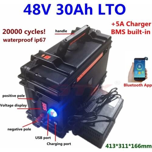 20000 cycles LTO 48V 30Ah Lithium titanate battery for Motor home Solar panel RV camping caravan ebike golf cart+5A charger