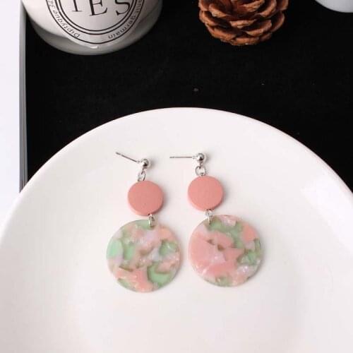 New Earring Fashion Jewelry Geometric Round Acetic Acid Earrings Wood Grain Earrings For Women Jewelry Wholesale