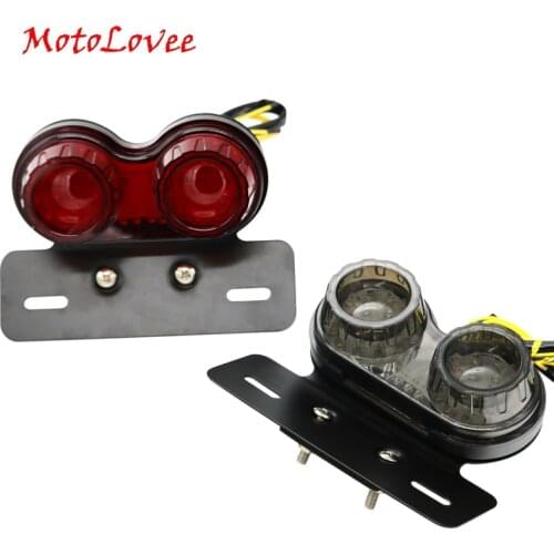 MotoLovee 12V Plastic Generic Durable Motorcycle Light Turn Signal Brake Dual LED Light Twin Light Integrated Tail Light