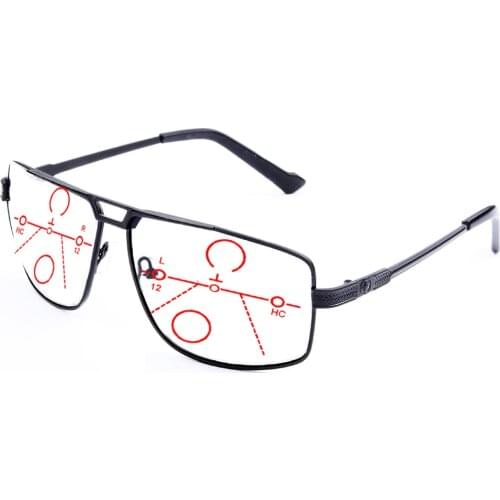 Rectangle Oversized Double Bridge Men Progressive Multifocal Reading Glasses +0.75 +1 +1.25 +1.5 +1.75 +2 +2.25 +2.5 +2.75 To +4