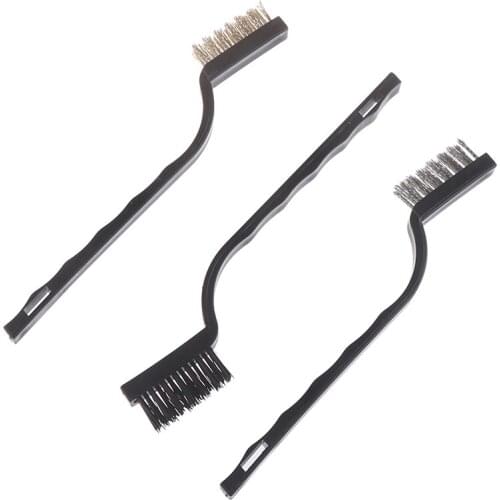3Pcs Mini Stainless Steel Rust Brush Brass Cleaning Polishing Detail Metal Brush Wire Toothbrush Cleaning Tool Family Kit