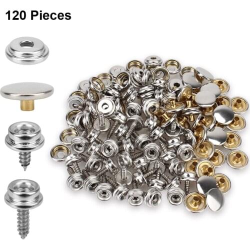 120-Pieces Fastener Kit Boat Cover Snap Button Metal Screws Snaps Marine Grade for Canvas and Upholstery Marine Hardware