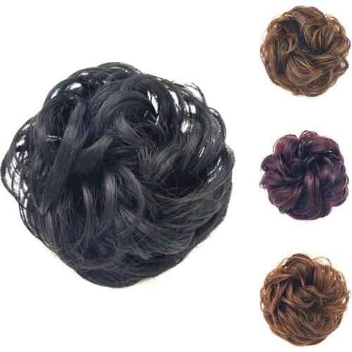 2021 New Women Elastic Hair Bun Ponytail Extension Messy Wavy Chignon Hairpiece Accessory