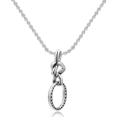 Knotted Heart Necklace Fits Original European Charms Sterling Silver Necklace For Woman DIY Fashion Jewelry