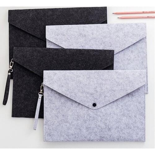 Simple Solid Wool Felt A4 File Folder Big Capacity Document Bag Simple Business Briefcase Paper Ipad Storage Bag Student Gifts