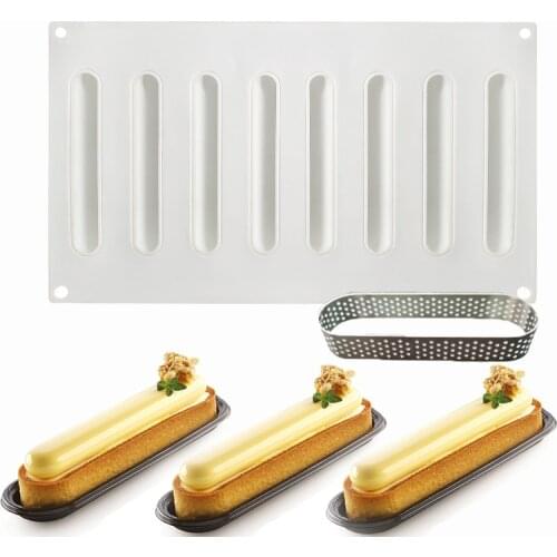 Silicone Molds 8 Holes Ring Oblong Tart Dessert Cake Mold For Baking Mould Mousse Chocolate Pan Decorating tools